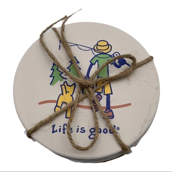 Life Is Good Set of Four Ceramic Coasters - Picture 2 of 4